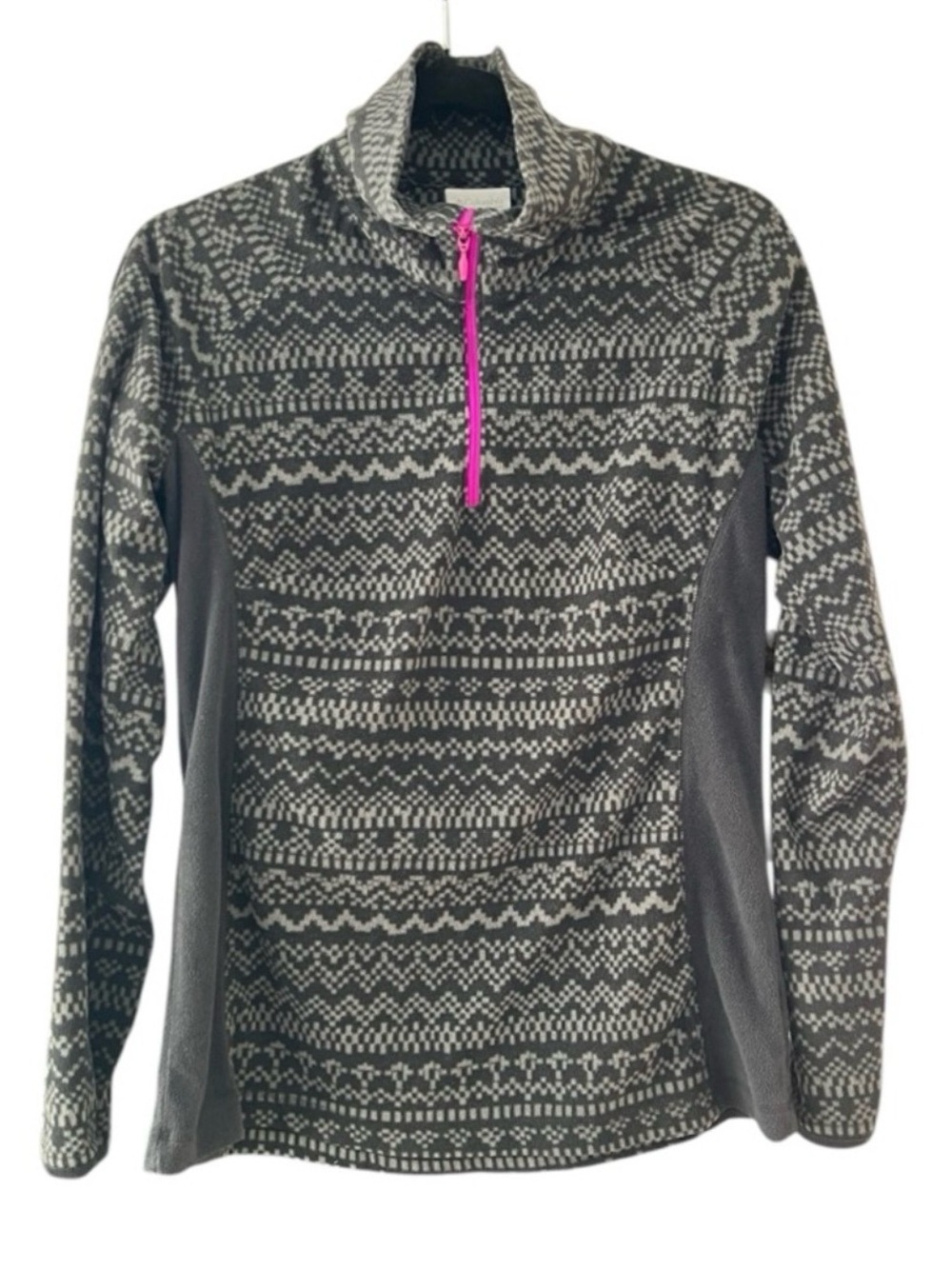 Columbia Fleece Pullover 1/4 Zip Top Gray Black Size Medium